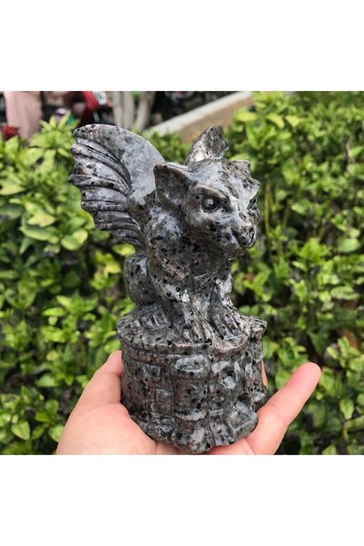 Choice 10cm light green 100mm Natural Yooperlite Crystal Gargoyle Hand Carved...