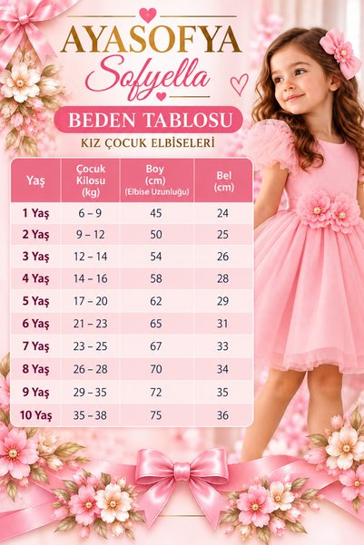 SOFYELLA ✨   Ayasofya Powder Pink Bow Detailed Girls' Dress