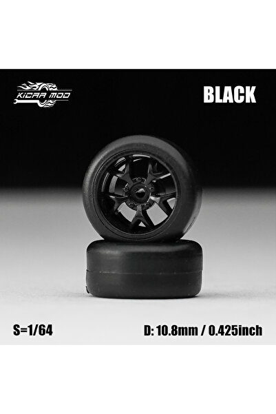 Choice5 عجلات سوداء لسيارة موديل MMW67-B 1/64 مع إطارات مطاطية ثابتة تأتي مع ...