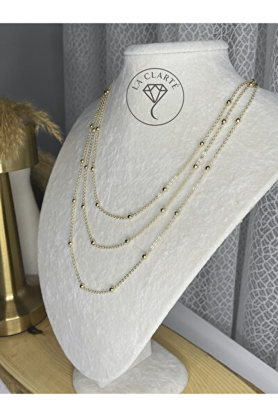La Clarte Women's Gold-Tone 3-Strand Dorika Chain Necklace