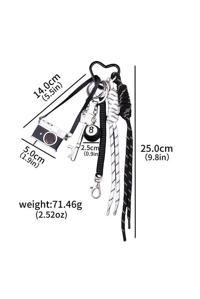 Choice BG00026-01 Vintage Rope Black 8 Mini Camera Keychain Bag Charms for Wo...