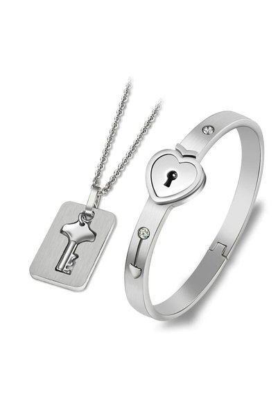 Choice Silver Plated Couple Jewelry Stainless Steel Bracelet Love Heart Lock ...