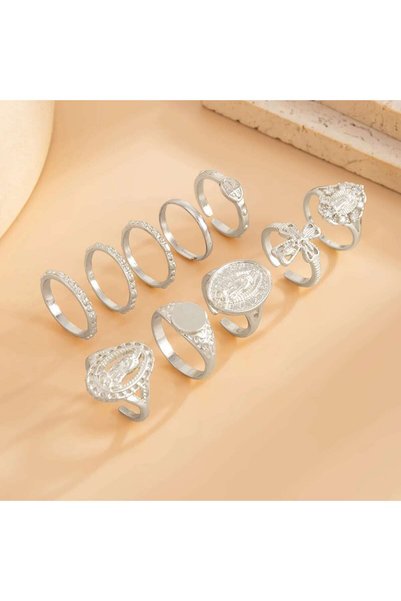 Choice Silver Color Ingemark 10Pcs/Set Exquisite Elegant Irregular Geometry F...