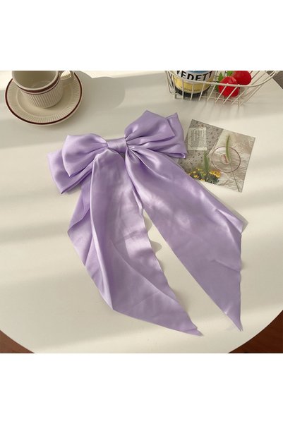 Choice Purple 11 Solid Color Satin Ribbon Big Bows Hairpin Spring Clips Hair ...