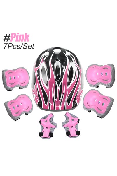 choice2 Pink 7Pcs Kids Bike Helmet,Toddler Helmet Knee and Elbow Pads Wrist G...