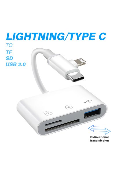 Choice1 قارئ بطاقات SD وTF وUSB لأجهزة آيفون وآيباد مع منفذ لايتنينج وUSB-C، ...