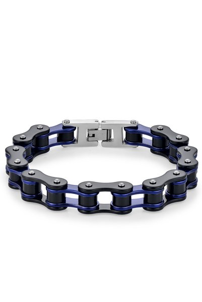 Choice3 Black blue Punk Rock Biker 316L Stainless Steel Mens Bracelet Fashion...