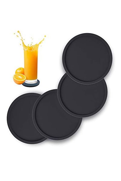 Choice5 مجموعة قواعد أكواب سيليكون سوداء مانعة للانزلاق، 4 قطع، كبيرة الحجم، ...