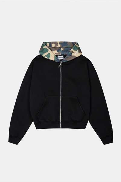 Crupt Studio Black Hidden Camouflage Men's Jacket Zip Hoodie