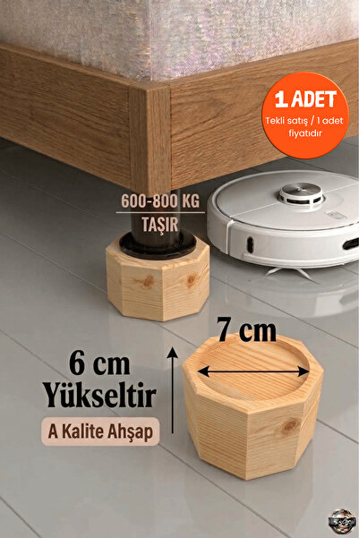 iDekor Robot Süpürge İçin Doğal Ahşap Koltuk Baza Yükseltici ” 6 cm Yükseltir...