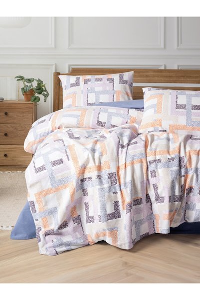Cotton Box Flannel Double Duvet Cover Set Hayden Lilac