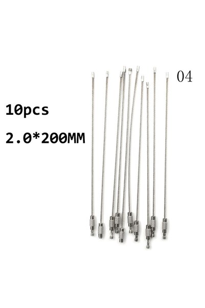Choice A4 10pcs Screw Locking Stainless Steel Wire Keychain Cable Rope Key Ho...