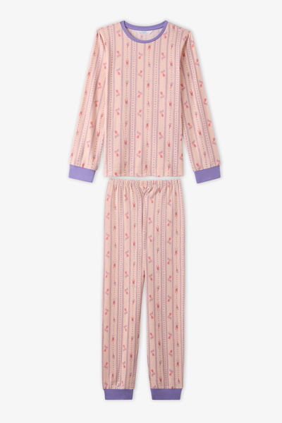 Penti Girl's Light Pink Carrot Chase Long Sleeve Pajama Set