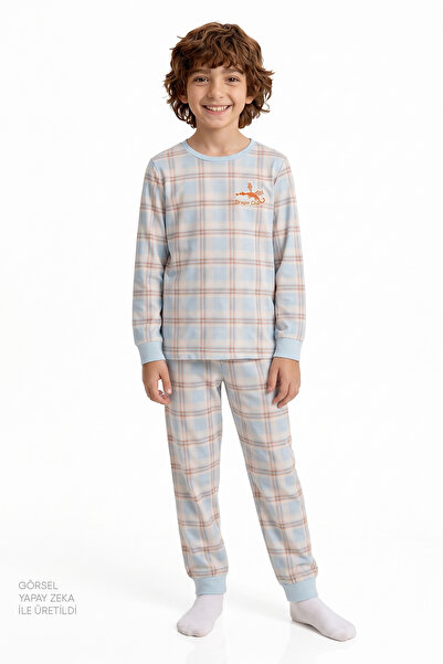 Penti Boy's Blue Dragon Club Cotton Long Sleeve 2-Piece Pajama Set