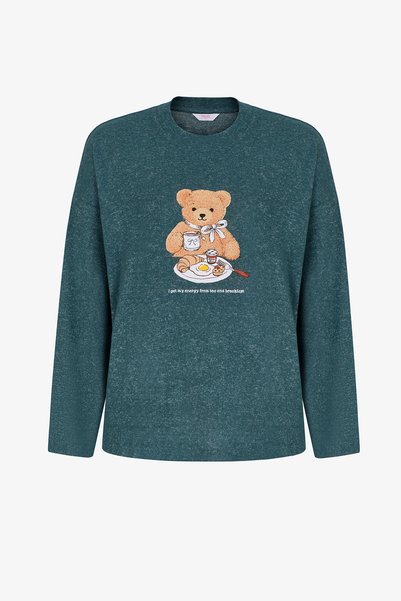 Penti Yeşil Happy Bear Uzun Kollu Pijama Üstü