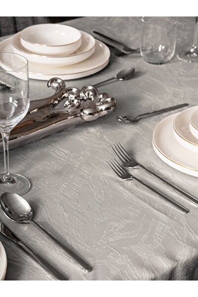 Cotton Box Jacquard Carefree Tablecloth Lavinia Gray 155x220