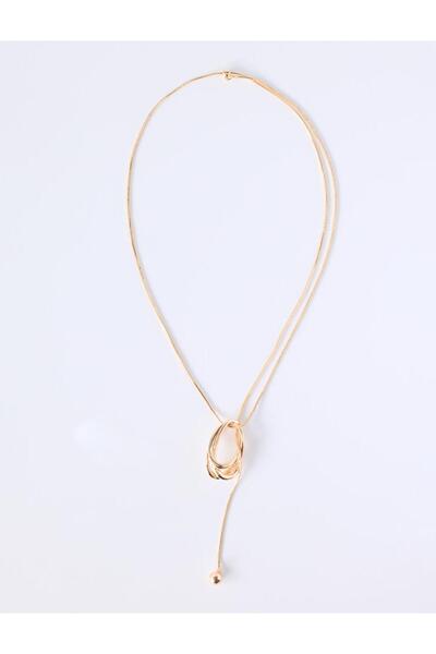 Jimmy Key Gold Color Geometric Ring-Tipped Modern Necklace