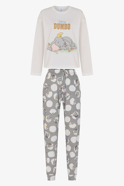 Penti Set de pijamale cu mâneci lungi, pantaloni Dumbo Off-White