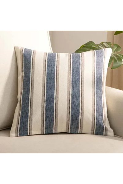 Choice غطاء وسادة أريكة منزلي مخطط باللون الأزرق، مقاس 45×45 سم، لون موحد، غط...