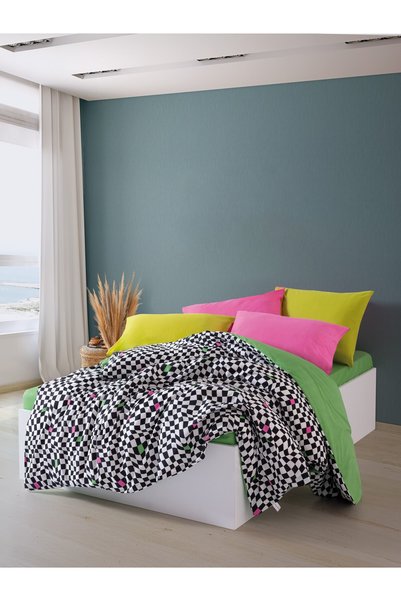 Cozy Home Popping Colors Double Elastic Sheet Duvet Cover Set Dazzle Green