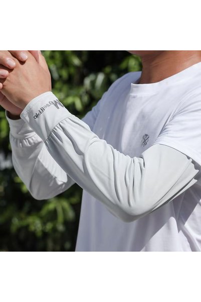 Choice1 Light Gray Cooling Arm Sleeves Breathable Sun Protection Ice Slik Sle...