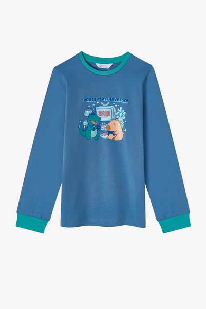 Penti Erkek Çocuk Capy&dino Together Pamuklu Uzun Kollu 2'li Pijama Takımı