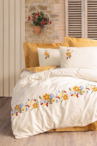 Cotton Box Κεντητό Σετ Παπλωματοθήκης Διπλού Μεγέθους Ranforce Pamuya Hardal