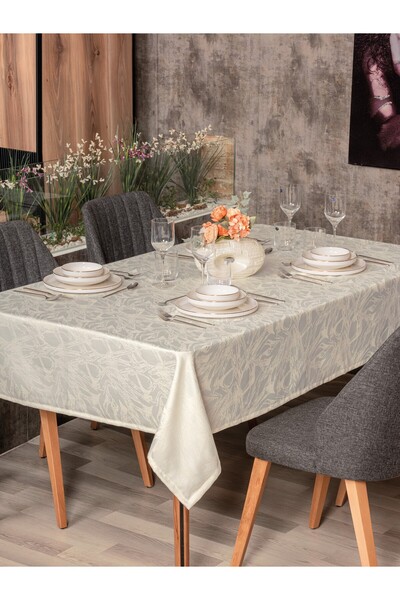 Cotton Box Jacquard Carefree Tablecloth Lavinia Cream 155x220