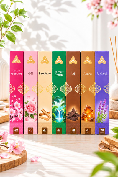 OrdoVeni Tütsü Seti | 7 Farklı Aroma 140 Adet Çubuk Tütsü | Kalıcı Oda Kokusu...