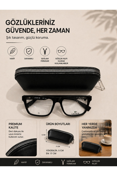 JULIANO Premium Thick Zippered Leather Glasses Case