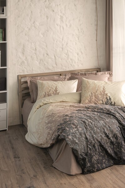 Cotton Box Dual Double Duvet Cover Set Lindon Beige