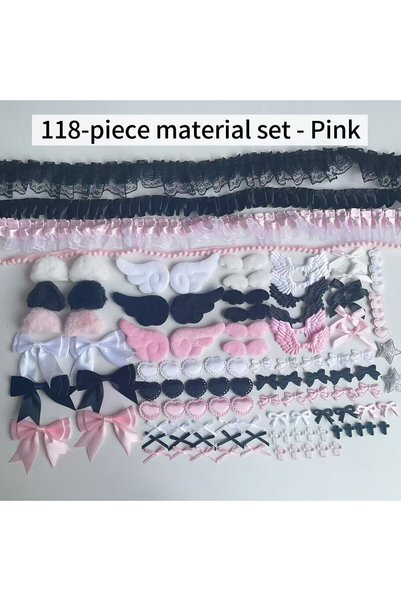 Choice Pink 118 Black Color Series Accessories Set Pink Lace Material Set Han...