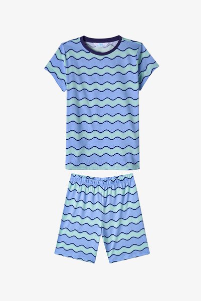 Penti Erkek Çocuk Mavi Waves Kısa Kollu 2'li Pijama Takımı
