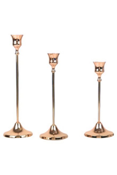 Choice golden Vintage Elegant Metal and Aluminum Set of 3 Tabletop Candle Hol...