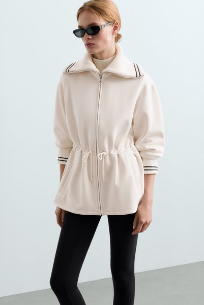 Oysho Modal brushed piping detaylı uzun ceket