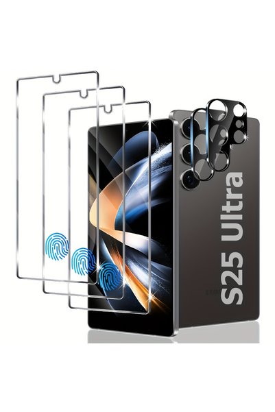 Choice Galaxy S25 Ultra 3 Screen Protectors and 2 HD Lens Films, Supports Fin...