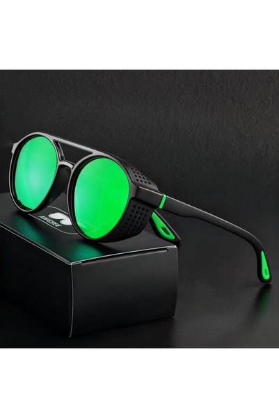 Choice4 Round C6 Green Steampunk Sunglasses Polarized Sports sun glasses for ...
