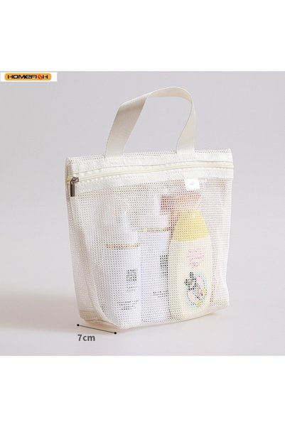 Choice1 Beige HOMEFISH Mesh Makeup Toiletry Storage Bags Handbags Portable Tr...