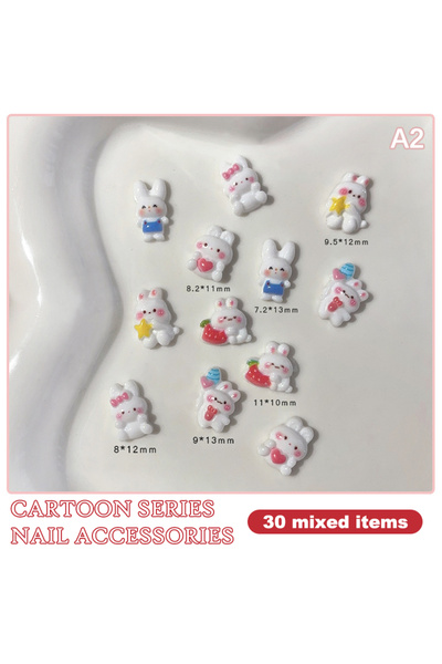Choice A2 HUA 30pcs Cartoon Bunny Nail Art Charm 3D Candy Color Resin Cartoon...