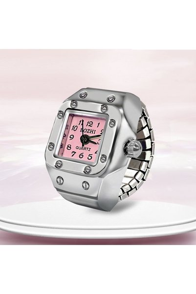 wecin pink Ring Watch New Hot Selling Creative Alloy Shell Finger Square Dial...