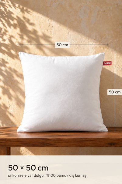 NESCO 4 Pieces 50x50 Throw Pillow Inner Pillow Beads Silicone Inner Filler 600 Gr Plump