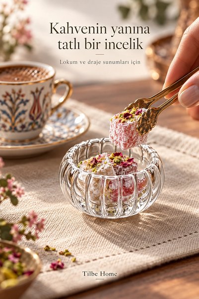 Tilbe Home 12'li Desenli Çift Çidarlı Mini Sosluk Drajelik Lokumluk Kase Şekerlik Çerezlik Reçellik Cam Kase Se
