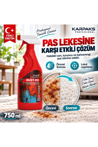 KARPAKS Rust-Ex Halı Kumaş Pas Lekesi Sökücü Sprey 750 ml Koltuk Döşeme Temizleyici