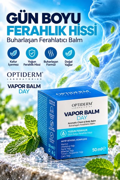 Optiderm Vapor Balm Day Mentol ve Okaliptüs Yağı İçeren Aromatik Bakım Balmı ...