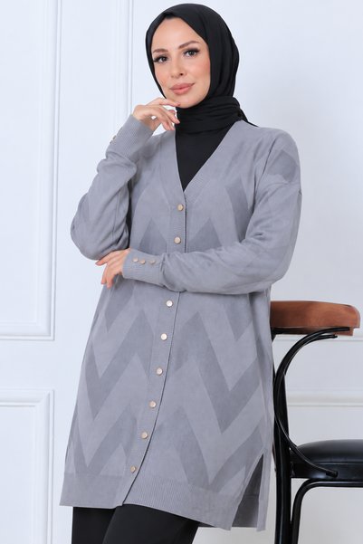 benguen Cardigan lung cu model N3193 Gri
