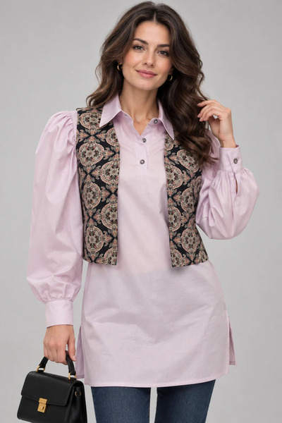 Gorgeaux Set cămașă și vestă roz Roxy - M(36)