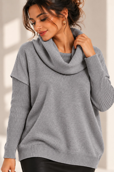 citycenterfashion Kadın Degaje Yaka Cepli Triko Kazak Cty-cnd-11369
