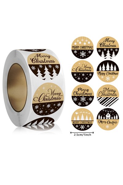 Choice1 A-1inch 500pcs/ROLL Kraft Paper Christmas Stickers New Year Thank You...