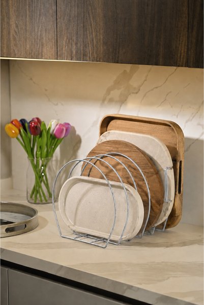 Edora Home Mat Gümüş Tava Tepsi Tabaklık Mutfak Düzenleyici Paslanmaz Metal