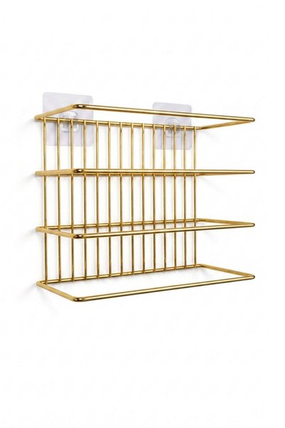 Edora Home Parlak Altın 4 Katlı Metal Tepsi ve Kesme Tahtası Düzenleyici, Mutfak Tepsilik ve Organizer